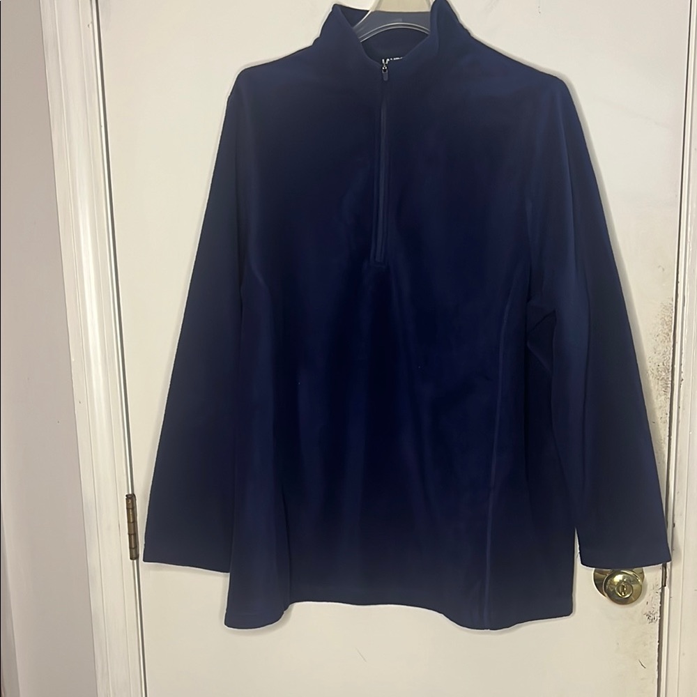Land’s End 2x Navy Anyweather Fleece Quarter Zip Pullover NWT
